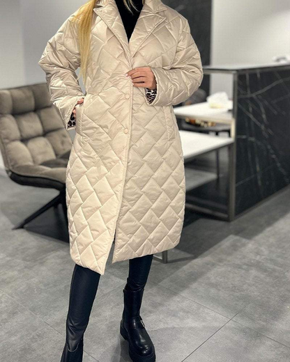 Manteau mi-long en coton confortable coupe décontractée