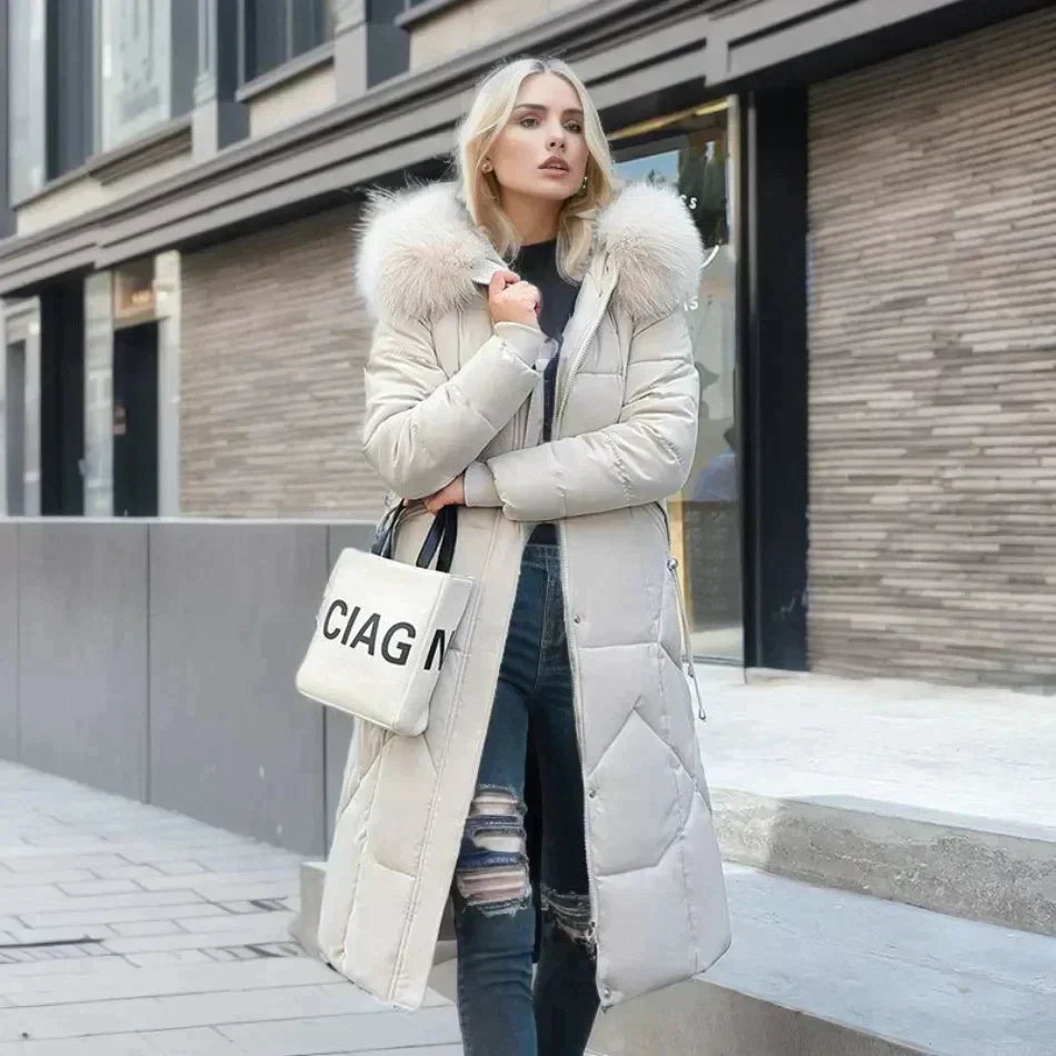Trench-coat stylé blanc manteau en fourrure