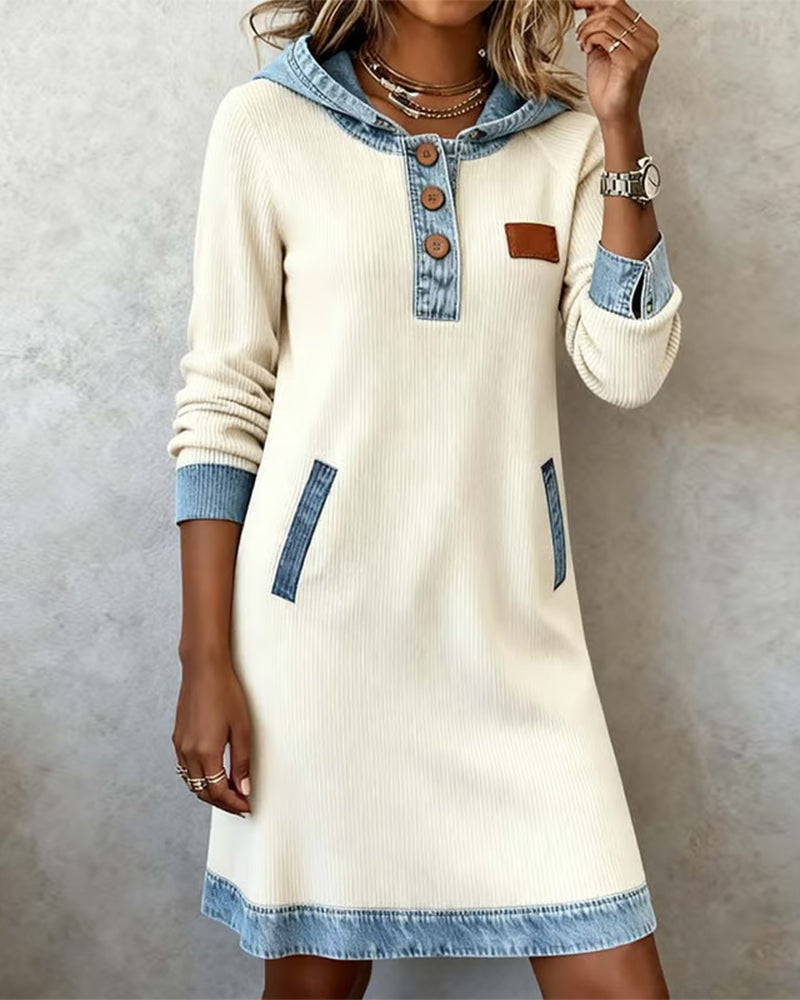 Robe tendance | Hoodie jean style détail capuche