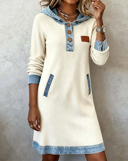 Robe tendance | Hoodie jean style détail capuche
