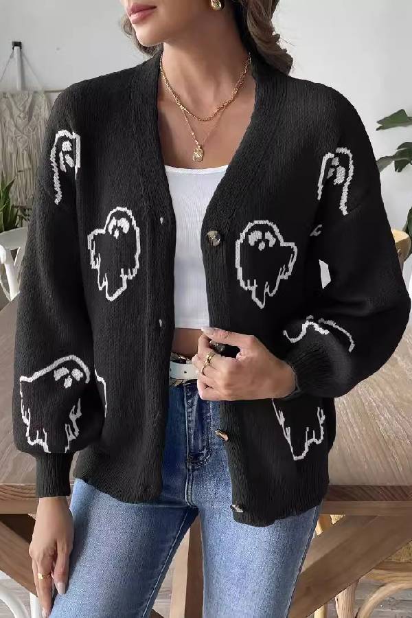 Veste jacquard dessin animé Confortable Décontracté