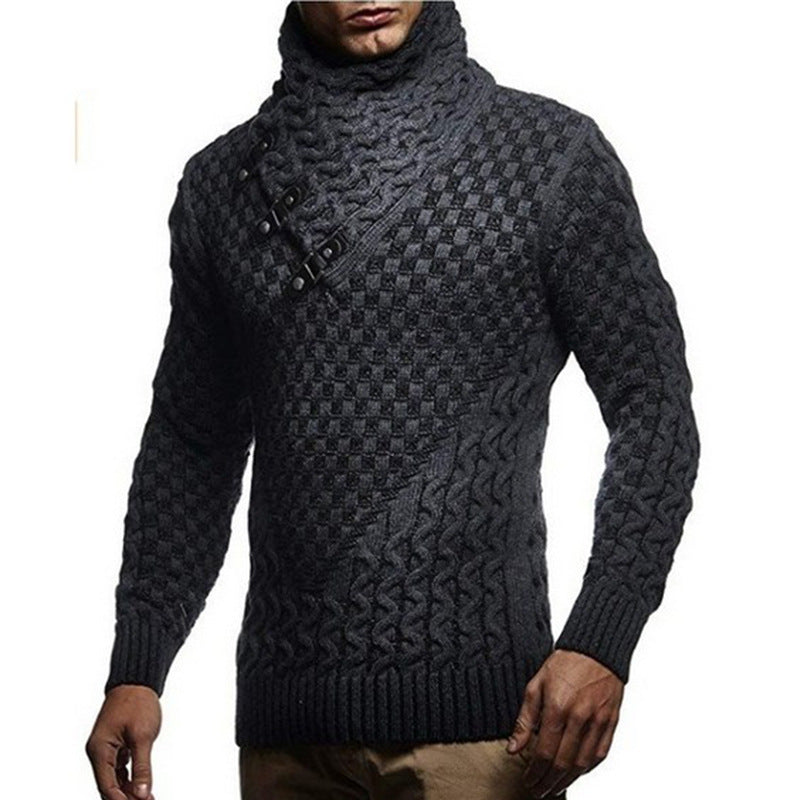 Pull en maille homme col montant motif structuré moderne