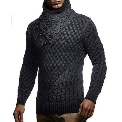 Pull en maille homme col montant motif structuré moderne