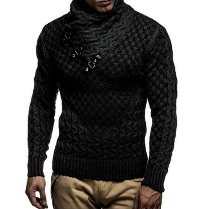 Pull en maille homme col montant motif structuré moderne