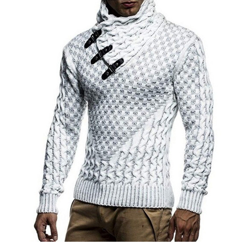 Pull en maille homme col montant motif structuré moderne