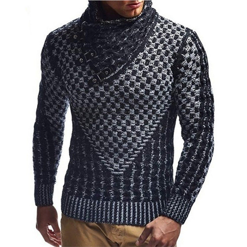 Pull en maille homme col montant motif structuré moderne