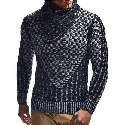 Pull en maille homme col montant motif structuré moderne