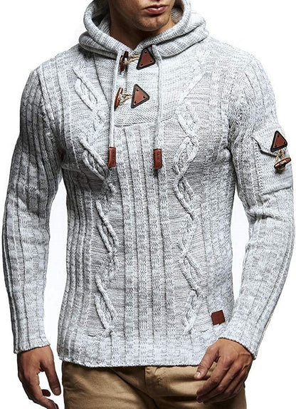 Pull en maille pour homme, à capuche, de haute qualité, élégant