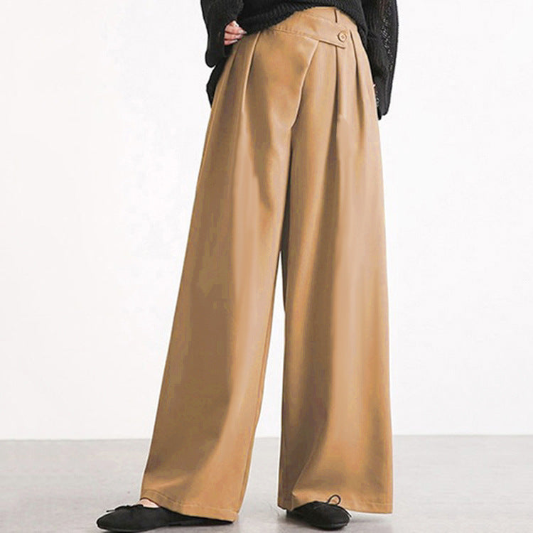 Damen Hose Elegant Weit Faltensaum - IdealeKleiden