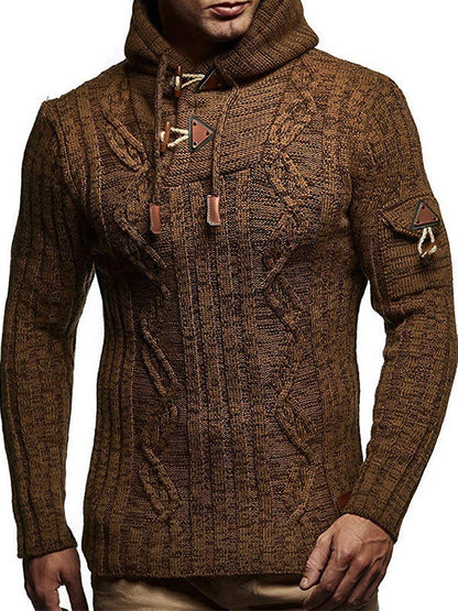 Pull en maille pour homme, à capuche, de haute qualité, élégant