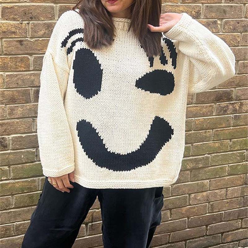 Pull tricoté sourire pour femmes