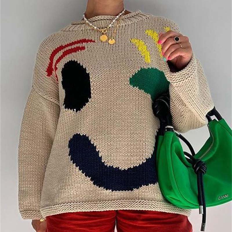Pull tricoté sourire pour femmes