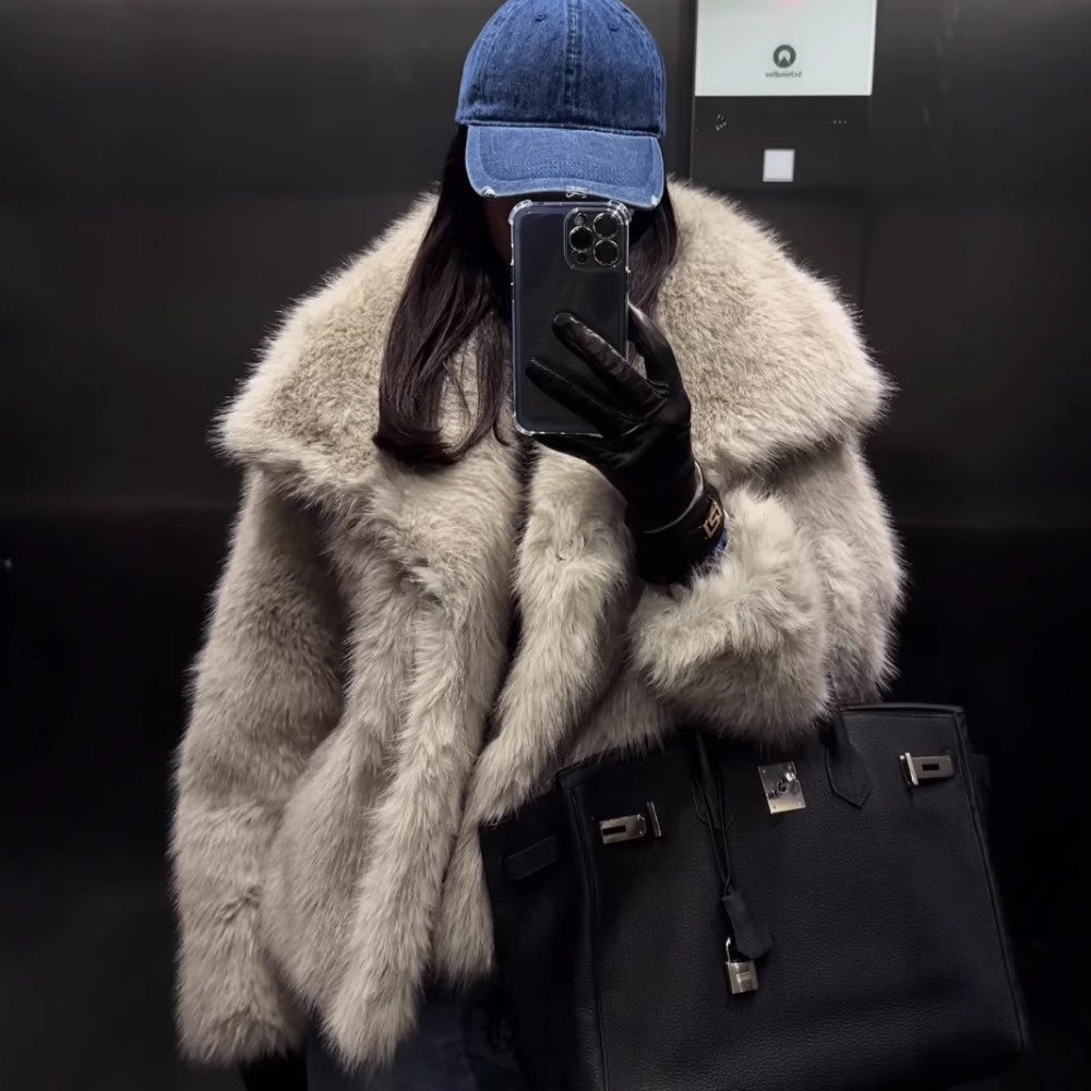 Damen Wintermantel Kunstfell Warm Elegant - IdealeKleiden