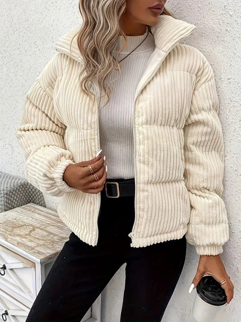 Warmes Winterjacke mit Reißverschluss - IdealeKleiden
