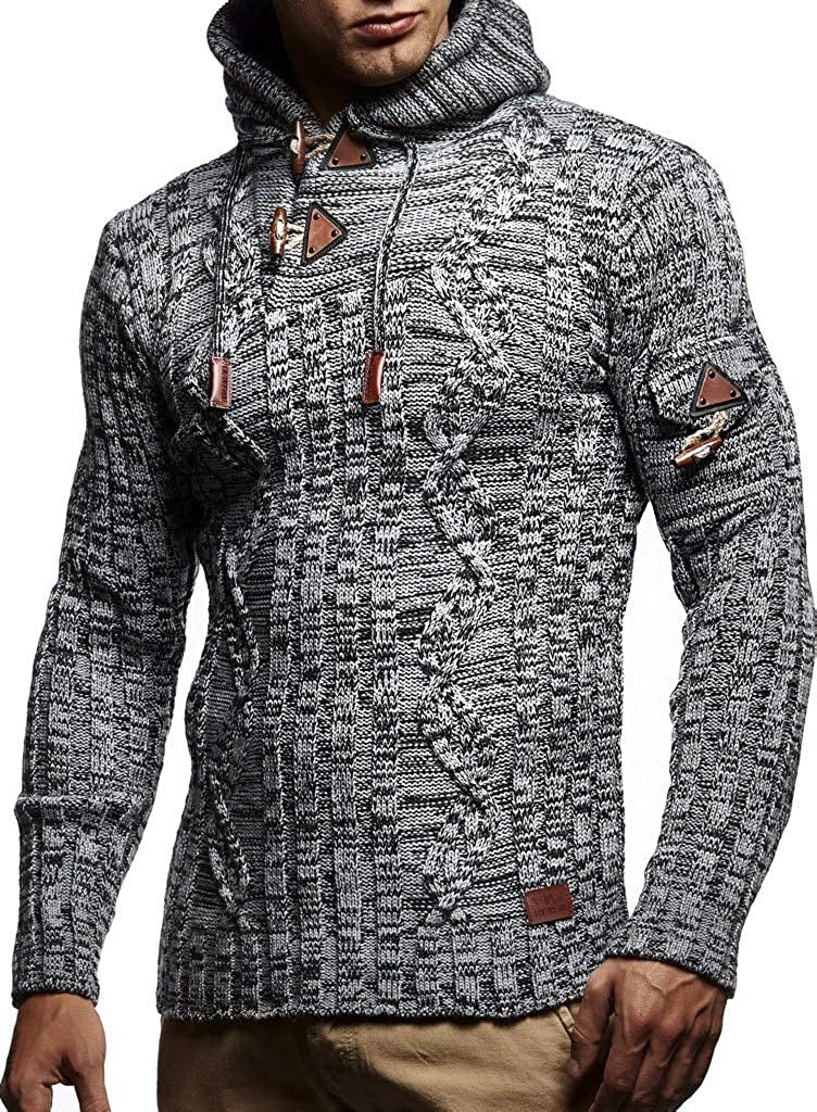 Pull-over homme grosse maille capuche moderne à lacets
