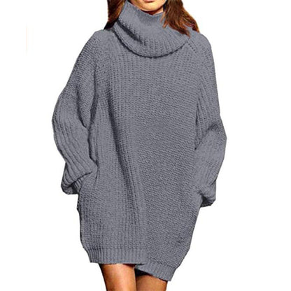 Pull ample femme col montant chic décontracté
