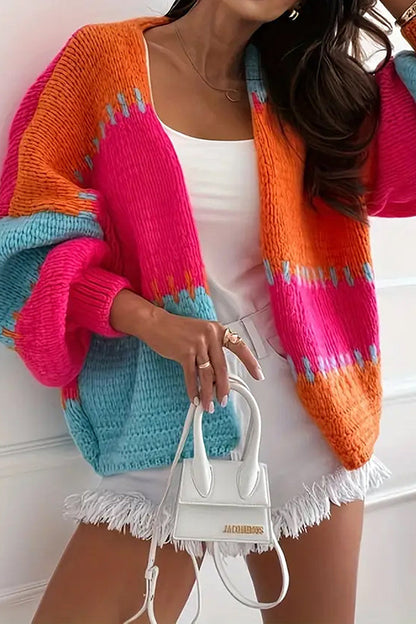Cardigan décontracté à surpiqûres contrastées