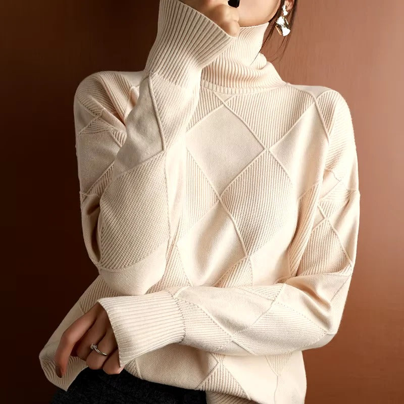 Pull en cachemire doux Col roulé Écharpe femme