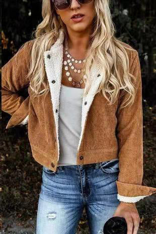 Blouson en cuir court, style décontracté chic