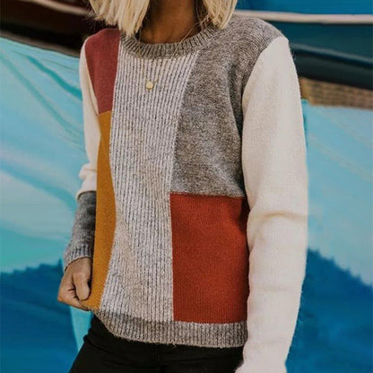 Pull en maille multicolore au design patchwork