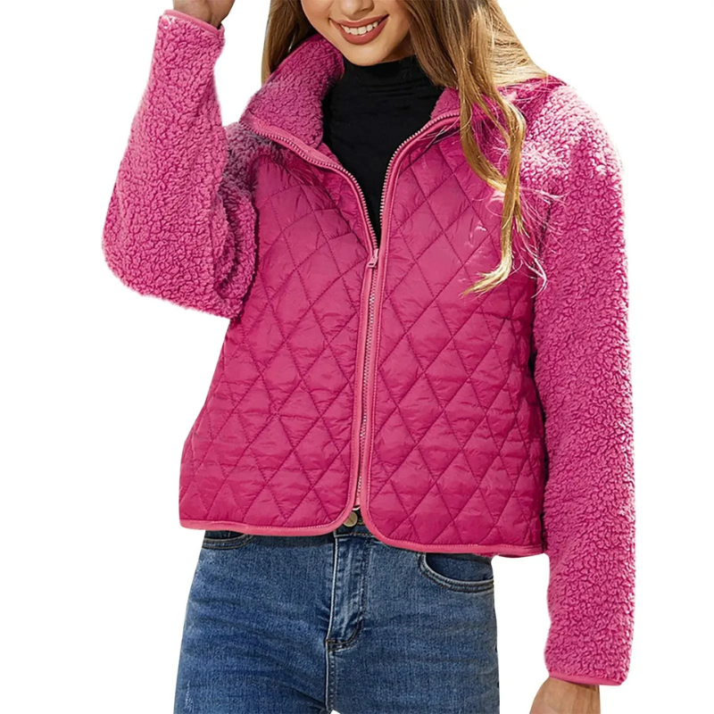 Veste courte matelassée col montant femme