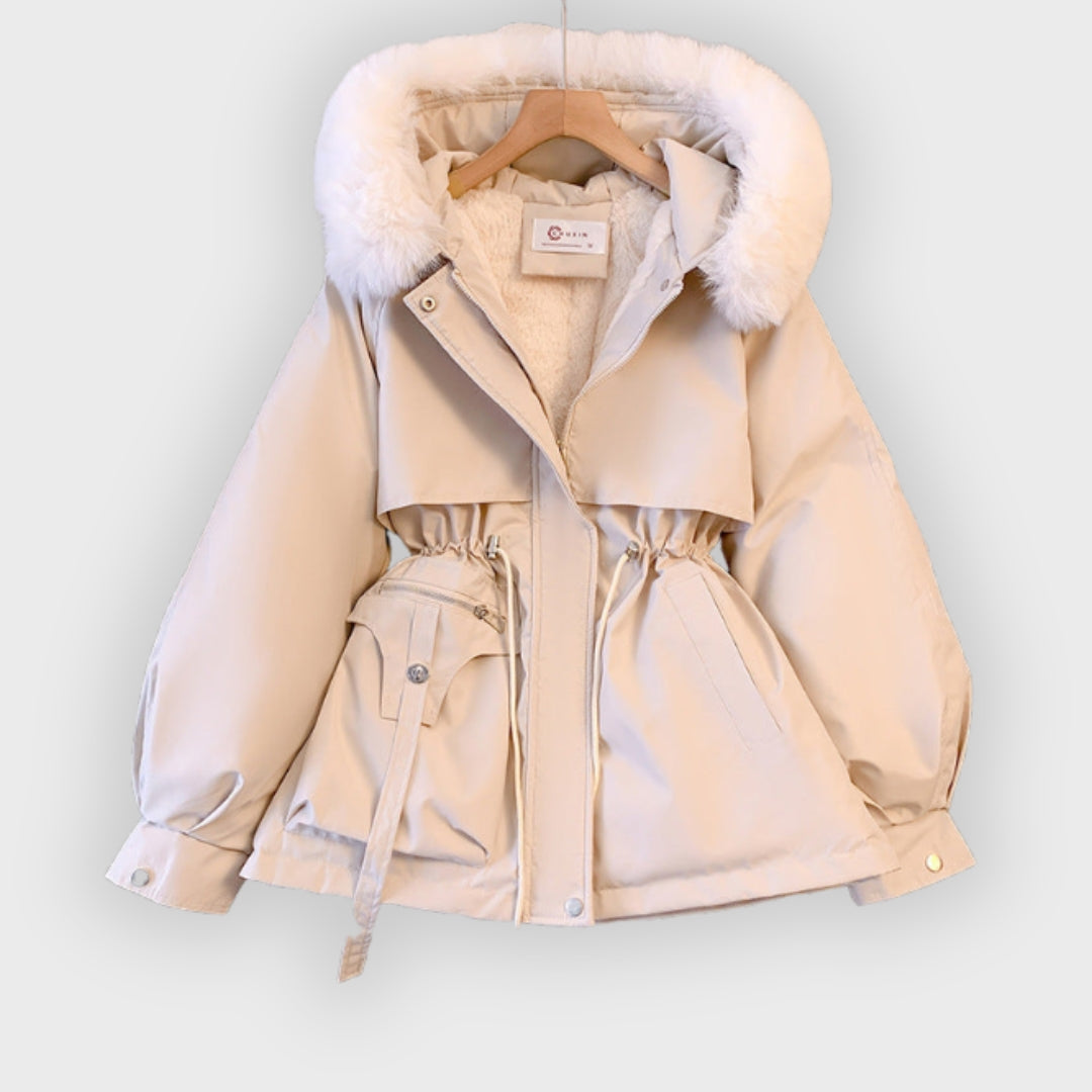 Manteau d'hiver tendance avec capuche en fourrure