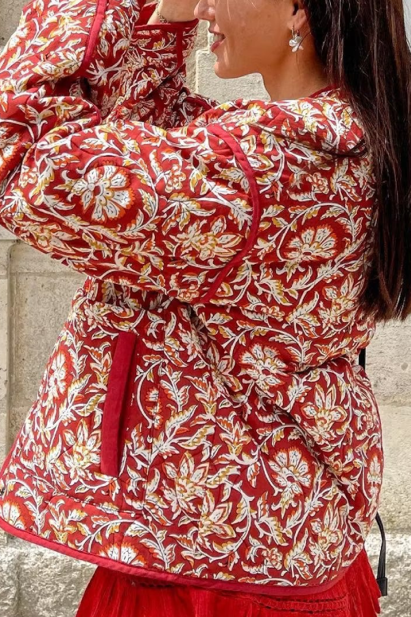 Veste d'été à imprimé floral motif fleuri ample
