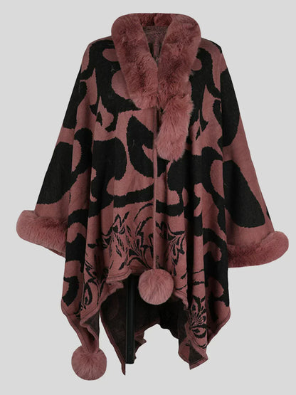 Poncho d'hiver élégant avec imprimé tendance