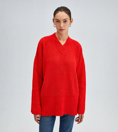 Sweat-shirt à capuche rouge décontracté