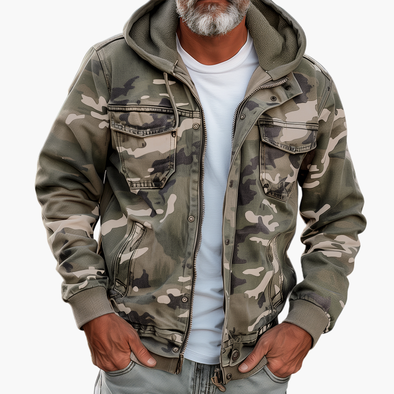 Veste cargo pratique style camouflage capuche