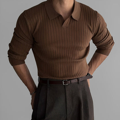 Polo homme slim fit manches longues
