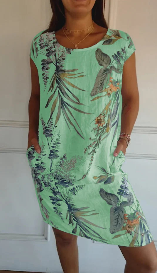 Robe pour femme col rond motif floral