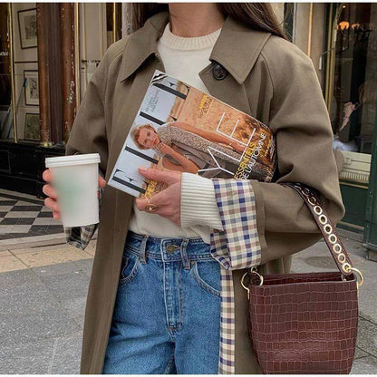 Trench-coat long imperméable à carreaux pour femme
