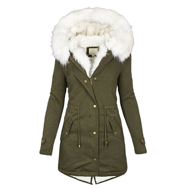 Manteau d'hiver femme élégant doublure de luxe
