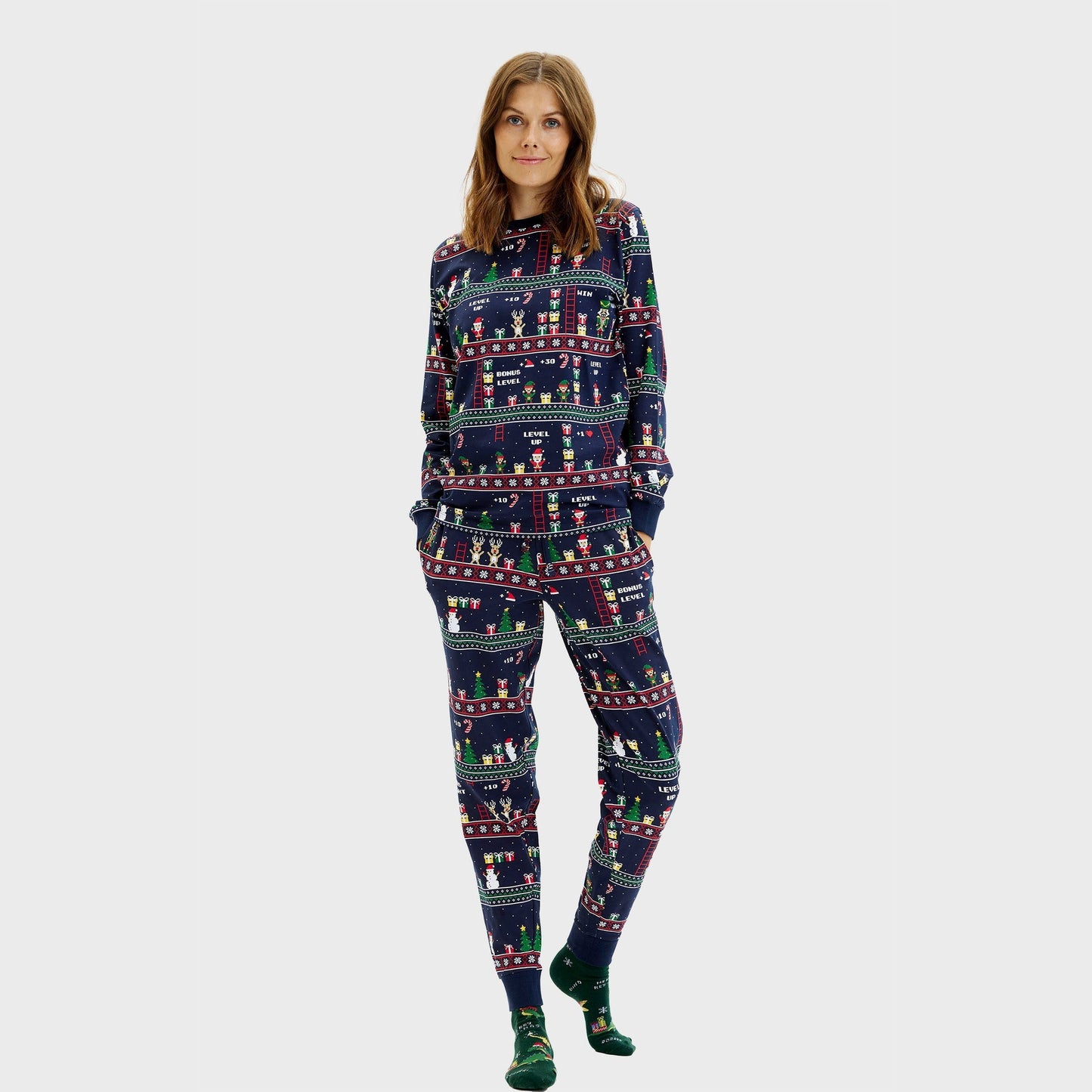 Weihnachtspyjama Damen Retro Style Gamer - IdealeKleiden