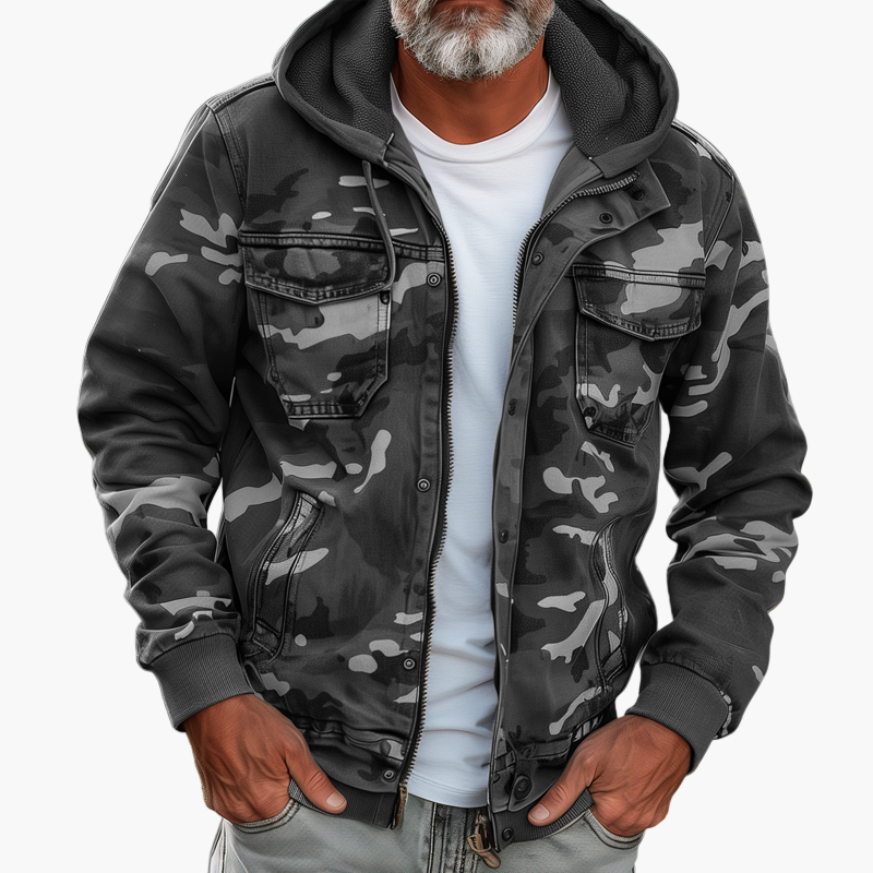 Veste cargo pratique style camouflage capuche