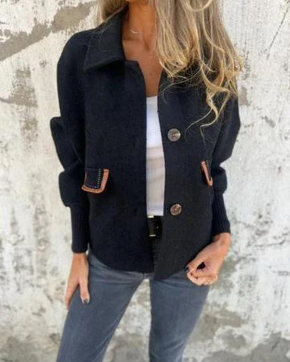 Veste à revers élégante Décontractée Simple boutonnage