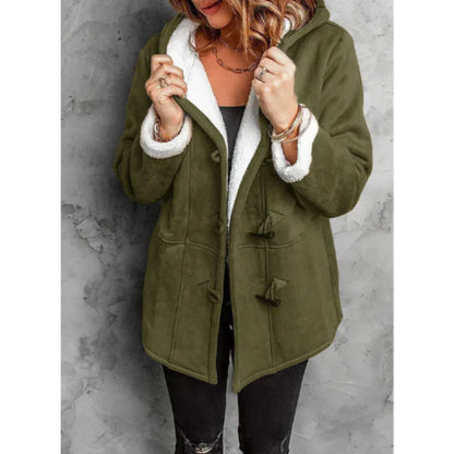 Veste à capuche mi-longue confortable en polaire