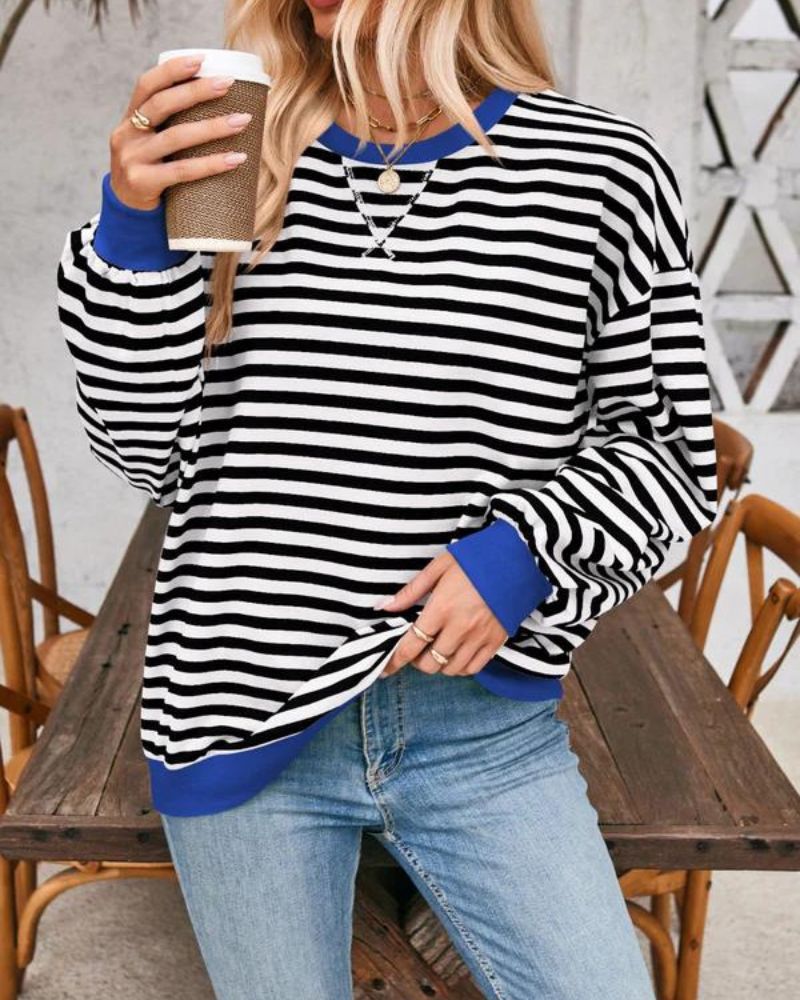 Sweat-shirt grandes tailles rayé manches longues