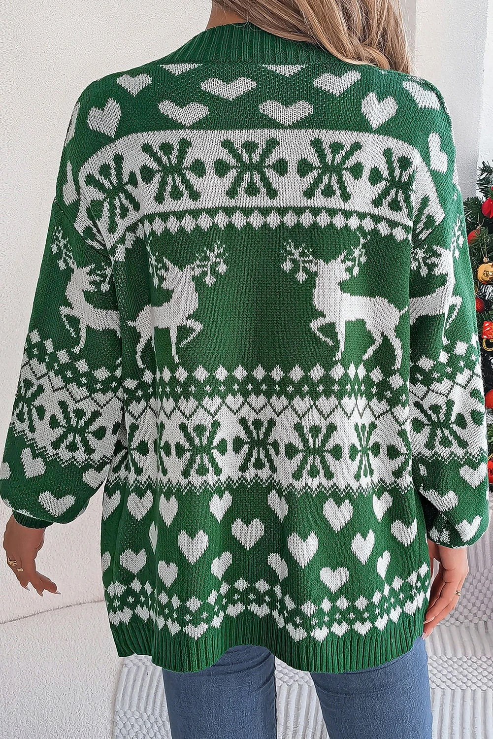 Weihnachts-Pullover Grün Langarm - IdealeKleiden