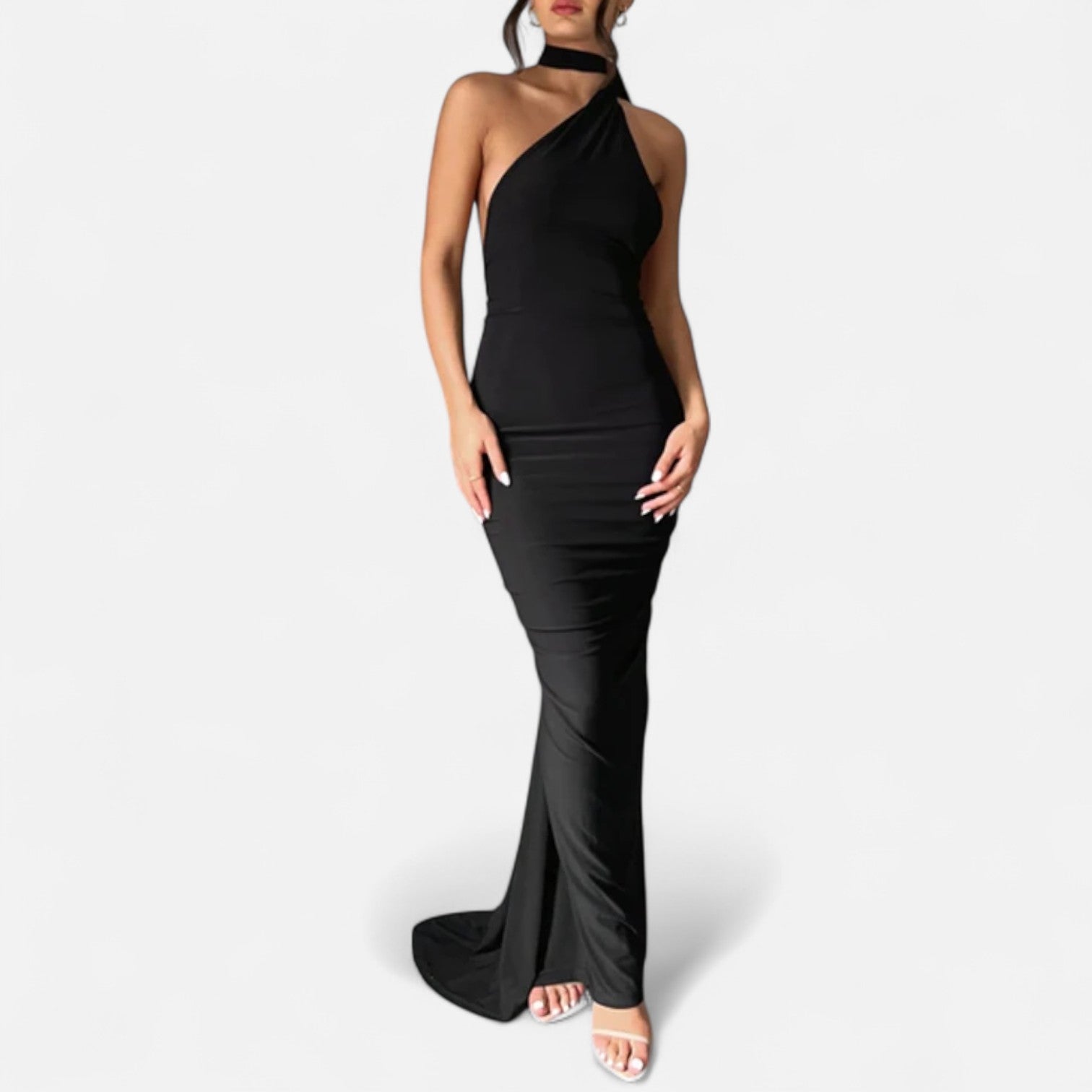 Damen Maxikleid Elegantes Schulterfrei Design - IdealeKleiden