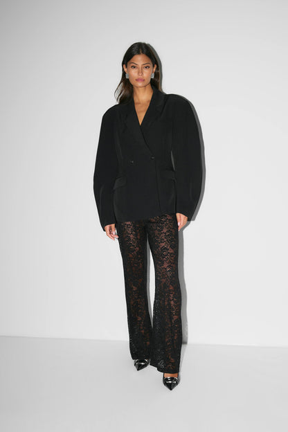 Pantalon élégant pour femmes en dentelle, coupe large