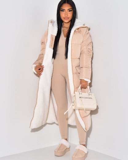 Longue veste d'hiver réversible femme