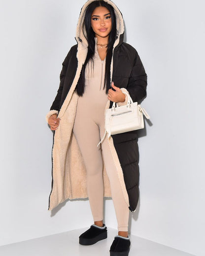 Longue veste d'hiver réversible femme
