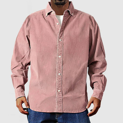 Vox | Chemise élégante en velours côtelé beige
