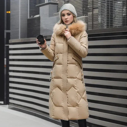 Long manteau d'hiver femme chaud et élégant