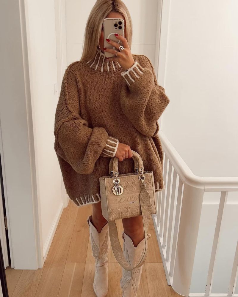Écharpe et poncho tricotés pour femme