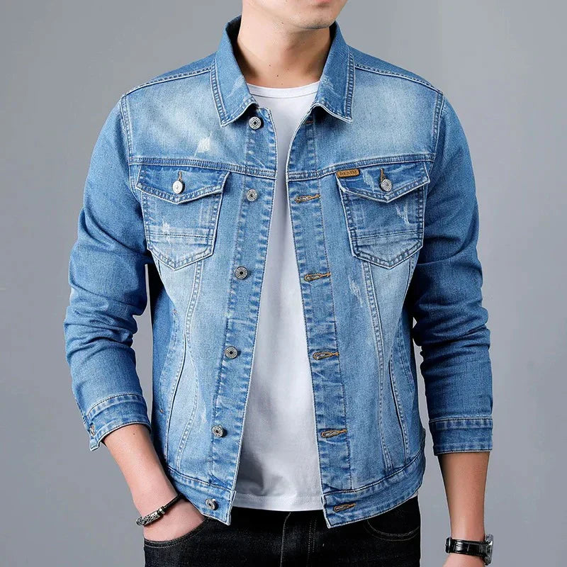 Veste en jean used style vintage