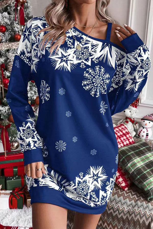 Robe sweat flocons de neige de Noël Coupe décontractée