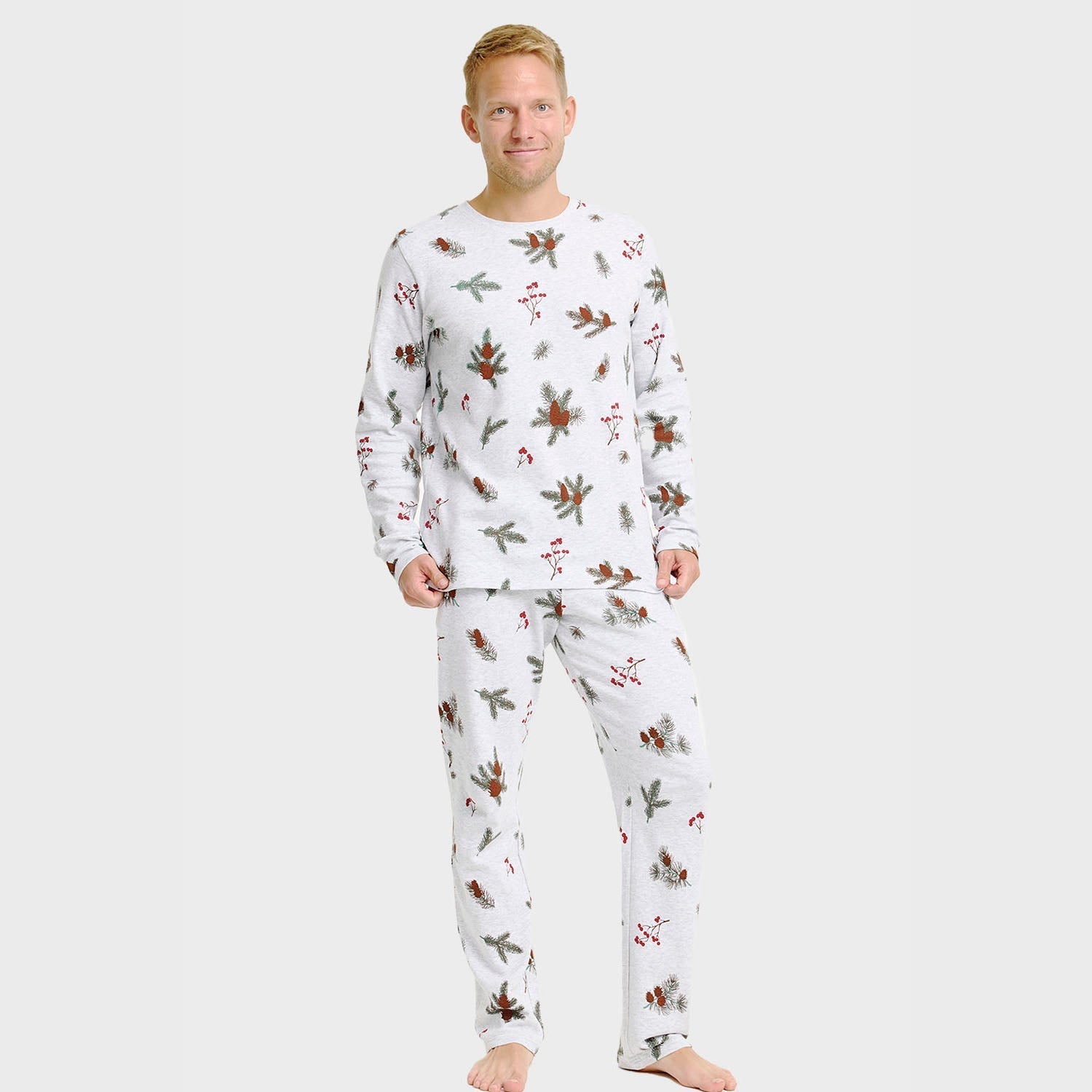 Bequeme Herrenpyjamas mit Rippenoptik - IdealeKleiden